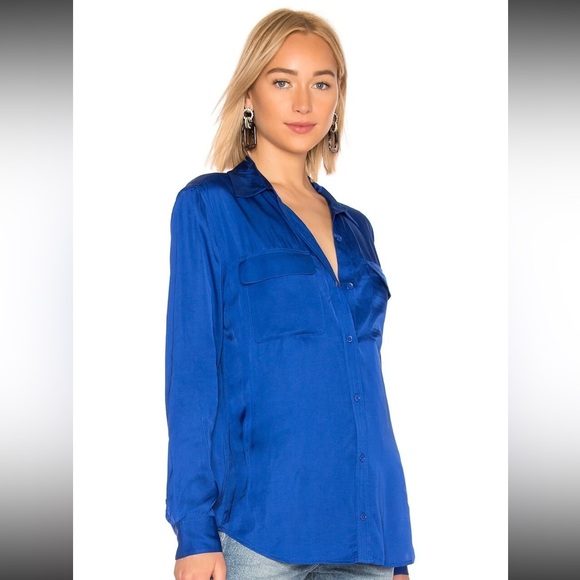 Equipment Signature Hyper Blue Satin Button Up Shirt - Picture 3 of 16